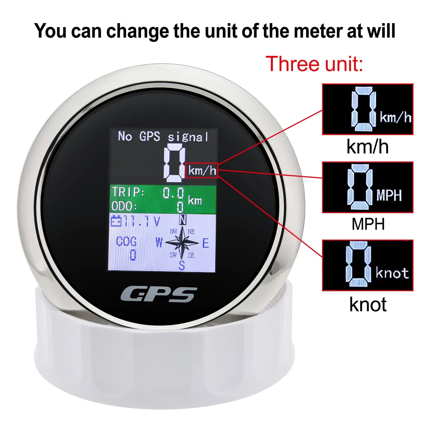 85mm Digital GPS Speedometer Odometer with GPS Antenna TFT Screen Waterproof Voltmeter Universal for 12V 24V Car Boat Motorcycle