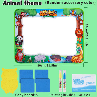 MQUDUO Boys Girls Water Painting Mat, Large Reusable Doodle Pad with Animal Alphabet Theme for Fine Motor Skill Toy