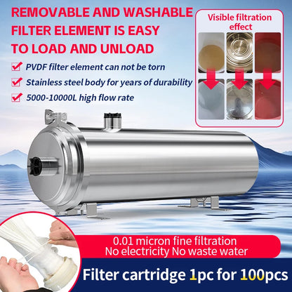 Commercial Ultrafiltration Water Purifier Stainless Steel 8000L Water Filters System 0.01μm Membrane Kitchen Water Purifiers
