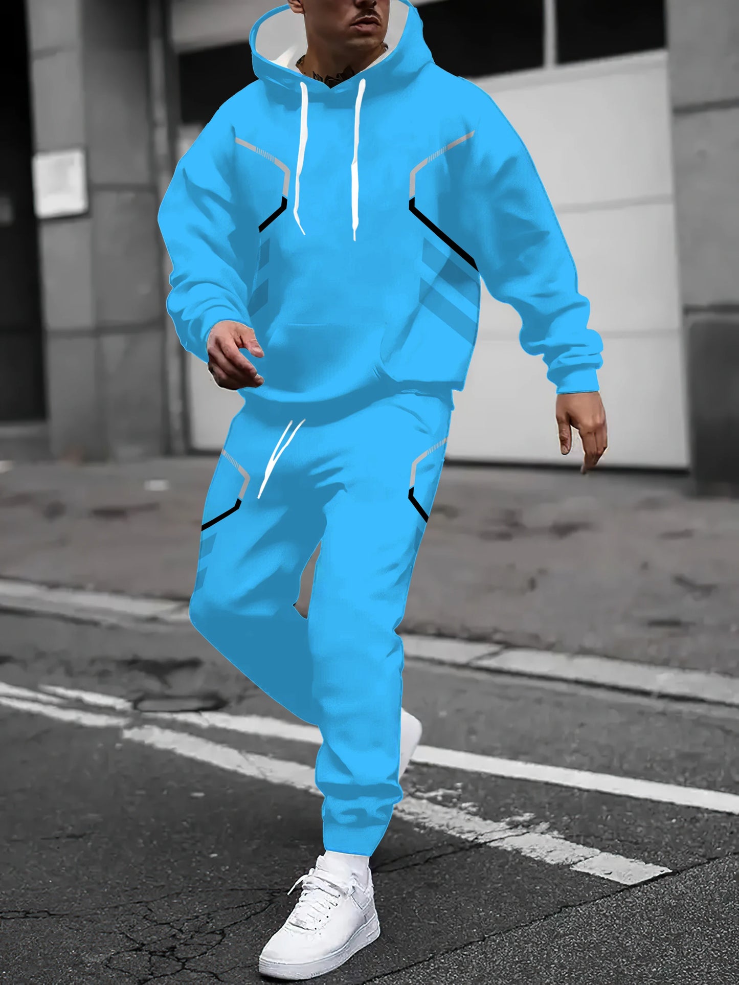 The new men's hoodie set for Spring and Autumn 2025 features a casual fashionable soft and comfortable 3D pattern print