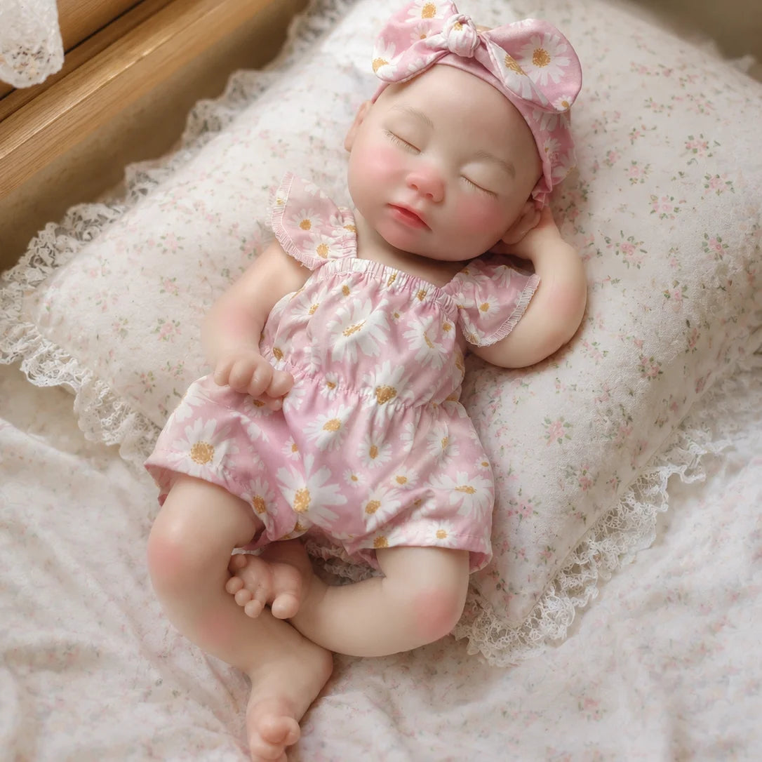 1PCS/2 Styles 13 Inch Cute bebê reborn de silicone sólido Dolls With Open Mouth & Painted Skin Soft & Washable Newborn Doll