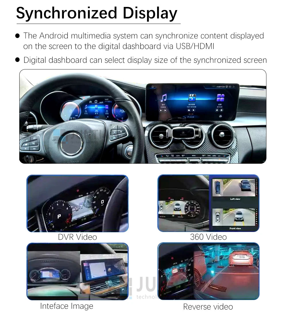 LCD Digital Dashboard For Mercedes Benz C/GLC V205 W205/X253 2015-2020 NTG 5.0 5.5 Instrument Paneel Cockpit with Carplay