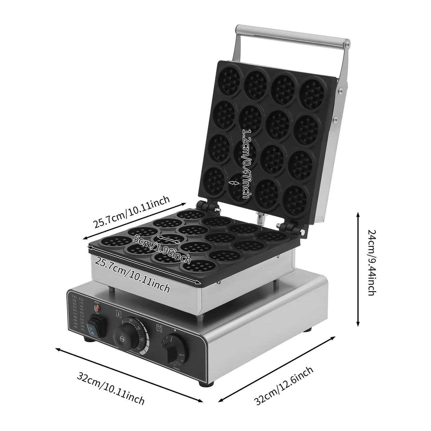 Waffle Baker Machine, 16 Grids Commercial Electric Waffle Maker Temperature Control 110V US Plug for Restaurant Coffee Shop Home