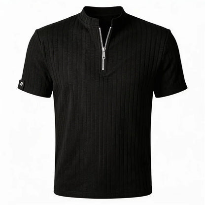 Summer Cleanfit Half-Zip Knit Striped T-Shirts For Men 2026 Solid Color Basis Gym Clothing Man Retro Street Y2K Casual Tee Tops