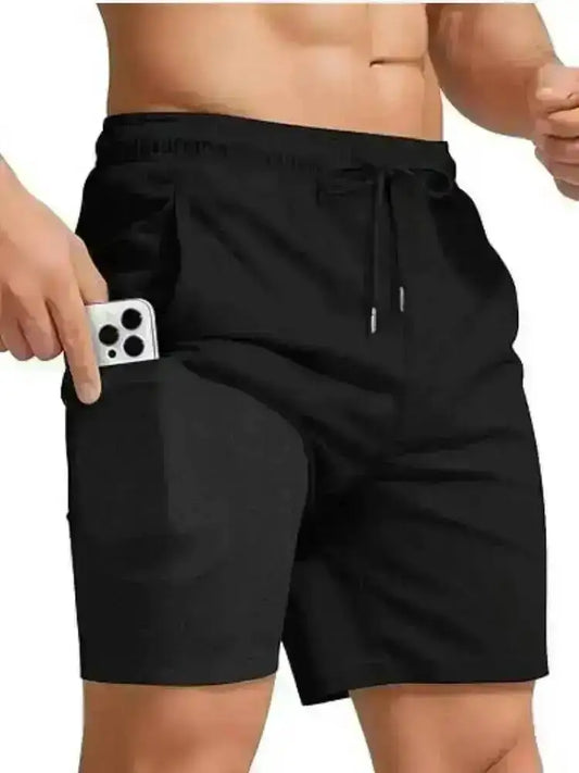 Black 2026 Summer Men's Swimming Trunks Compression Liner Quick Dry Pockets Board Shorts Sports Surfing Beach Swim Trunks LYZ065