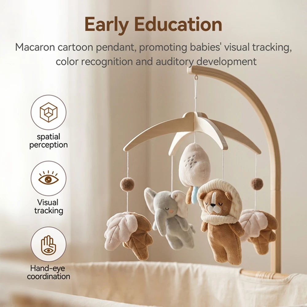 Baby Wooden Crib Mobile Bed Bell Hanging Rattle Toy Newborn Music Box Bed Bell Hanging Toys Holder Bracket Infant Crib Baby Gift