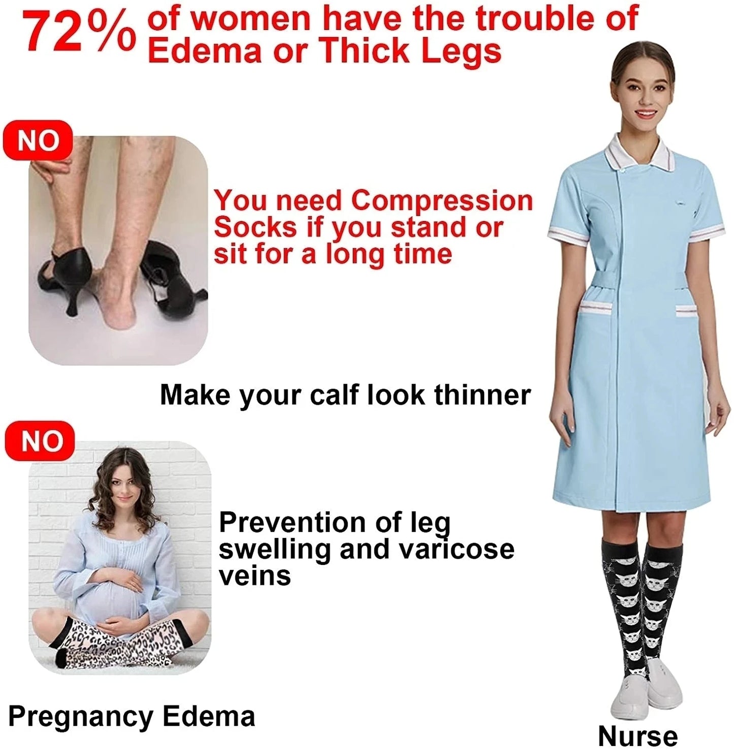 New Compression Socks Varicose Vein Nurse Sports Running Calf Pressure Stockings Protect Bare Feet Support Gradient Pressure