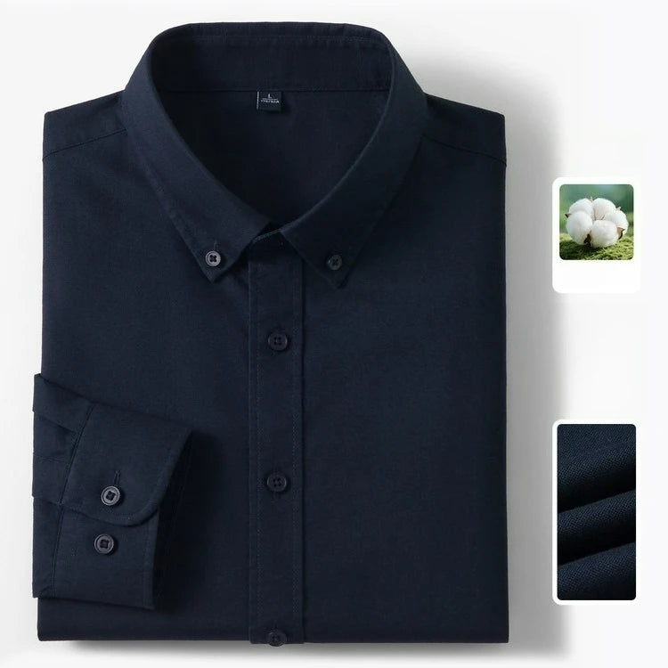 Men's 100% Cotton Oxford Shirt - Breathable Sweat-Wicking Button Down with Slim Fit & Crisp Texture