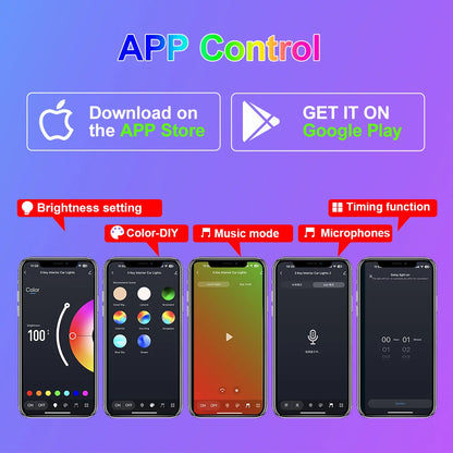 Universal Neon Car Ambient Light RGB LED Foot Strip with APP Control off Road 4x4 SUV Interior Atmosphere Light Auto Decorative