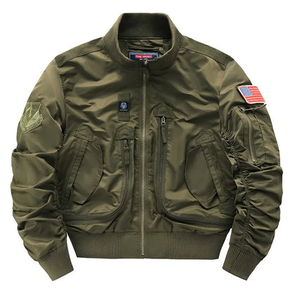 Men's flight jacket - waterproof field coat Fashionable stand up collar outdoor training clothes, streetwear tops, outerwear