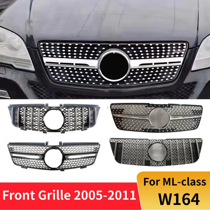 Front Mask Grille Bumper Grill Hood Mesh Modification For Mercedes Benz ML W164 2005-2011 GT Diamond Style Tuning Accessories