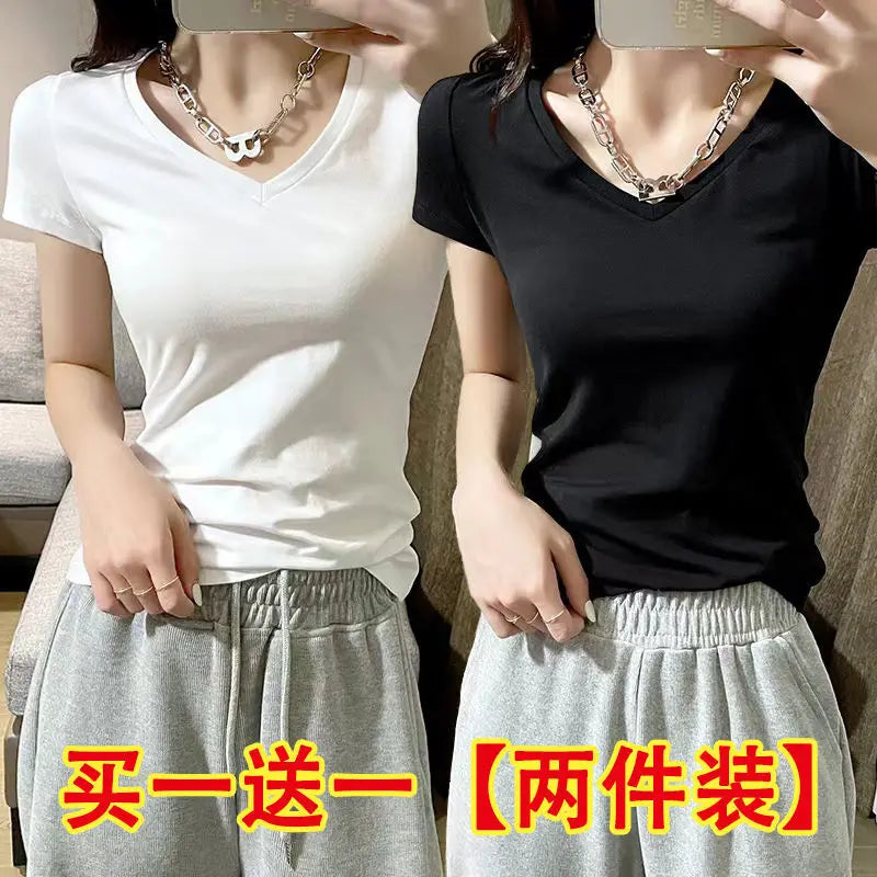 Summer Women's Slim Fit Short Sleeve T-Shirt Half Sleeve Base Shirt Versatile Base Layer Top Quality Polyester Fiber Commute ...