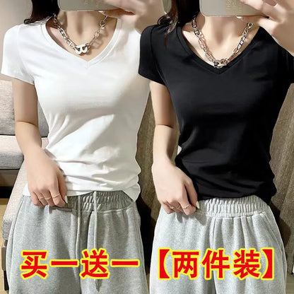 Summer Women's Slim Fit Short Sleeve T-Shirt Half Sleeve Base Shirt Versatile Base Layer Top Quality Polyester Fiber Commute ...
