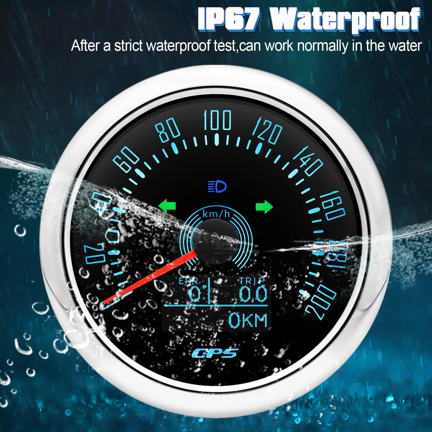 85MM GPS Speedometer 0-160MPH 0-200KMH With GPS Antenna 7 Colors Backlight Digital LED Odometer Gauge for 12V24V Car Boat Marine