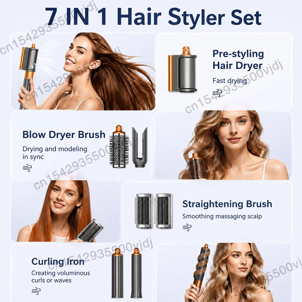 7-in-1 Hair Dryer, 110,000 RPM High-Speed Hair Care Ionic Hair Dryer, Quick Drying, Multi-Function Curling Iron Set