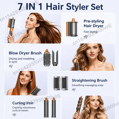 7-in-1 Hair Dryer, 110,000 RPM High-Speed Hair Care Ionic Hair Dryer, Quick Drying, Multi-Function Curling Iron Set