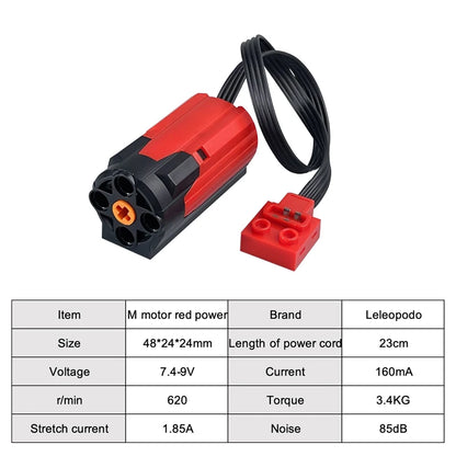 2.4G Power Functions Kit Compatible with Technic, Lithium Battery Box, L Motors Servo LED Cables Shock Absorbers for MOC Mod