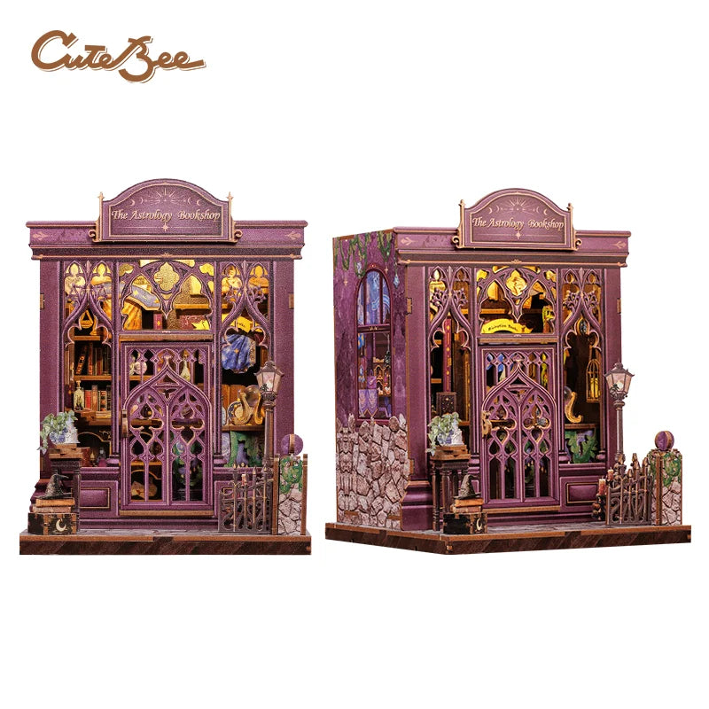 CUTEBEE Book Nook Kit 3D Wooden Puzzle DIY Bookend Insert Model Building Kit Laser Cut Precision Pieces for Home Decor Office
