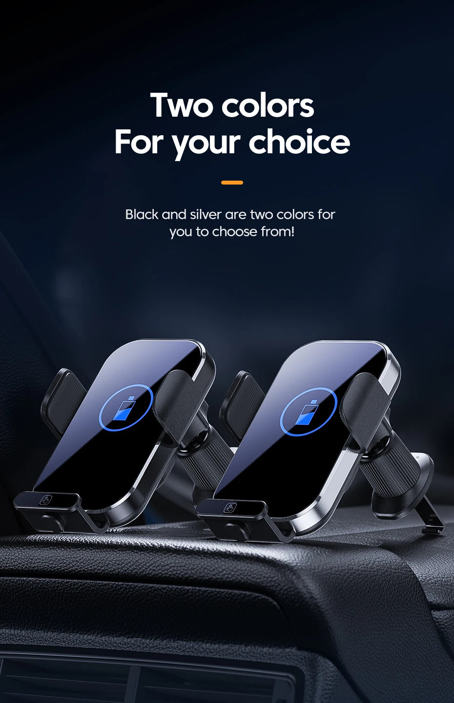 Universal Car Wireless Charging Mobile Phone Holder Air Outlet Mount Transparent Vehicle Navigation Bracket for Smartphones