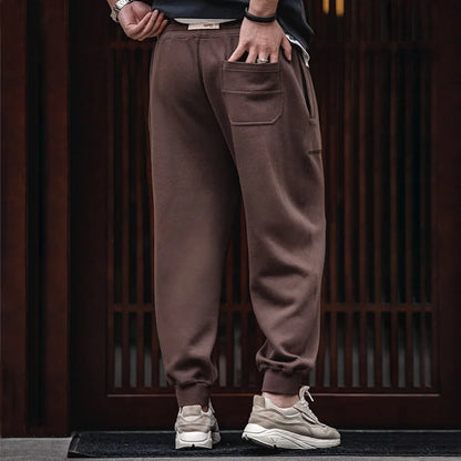 Maden Drawstring Knitted Tapered Sweatpants Men Large Pockets Sports Jogger Pants Dark Gray Casual Training Trousers Tracksuit