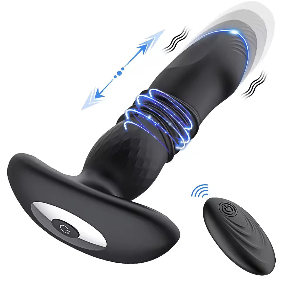 Wireless APP Control Vibrator Telescopic Butt Vibrator for Men Women Thrusting Anal Plug Prostate Massager Cock Ring for Adult