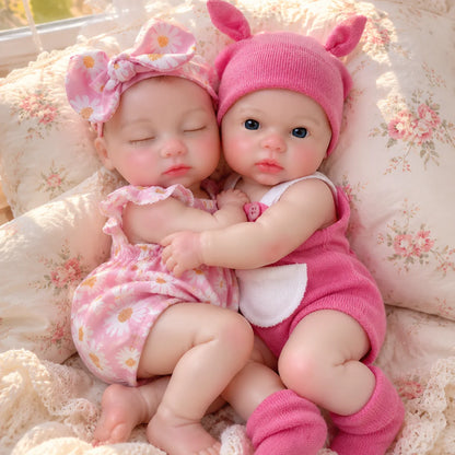 1PCS/2 Styles 13 Inch Cute bebê reborn de silicone sólido Dolls With Open Mouth & Painted Skin Soft & Washable Newborn Doll