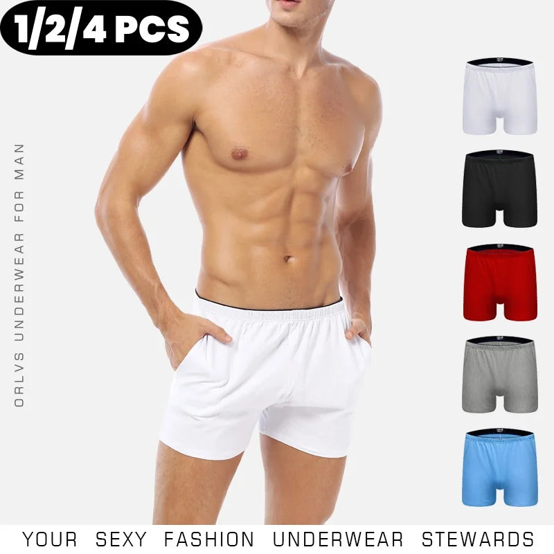 1/2/4 PCS ORLVS Boxer Men Underwear Cotton Pouch Boxershorts Sleep Men Underpants Panties For Swim Or Boxers Shorts With Pocket