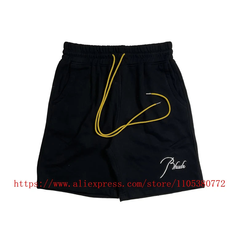 New Arrival RHUDE Print Casual Shorts Loose Street Shorts with Pockets Men's High Quality Shorts