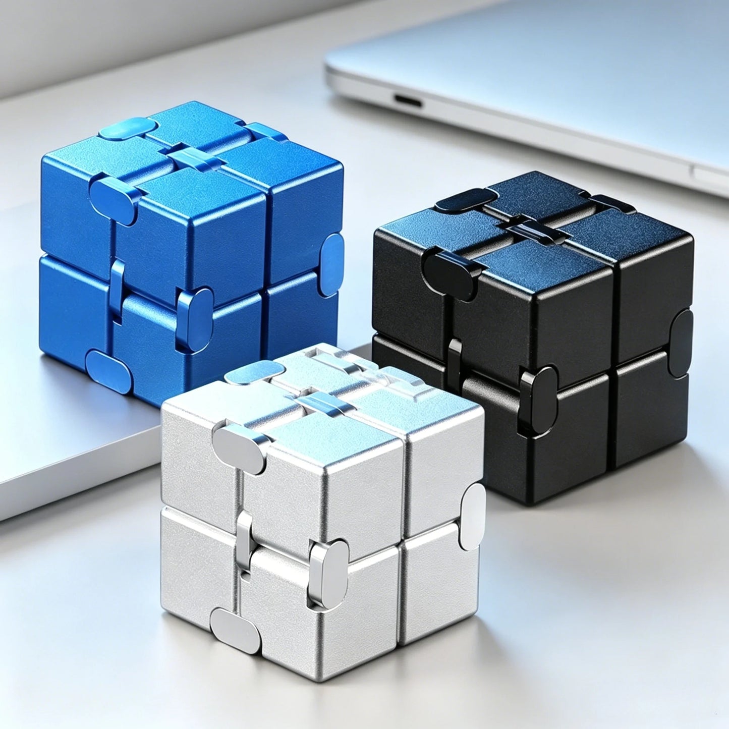 Alloy & Plastic Infinity Cube Fidget Toy Sensory Stress Relief Anti-Anxiety Fidget Toy Collapsible Infinite Flip Calming Gadget