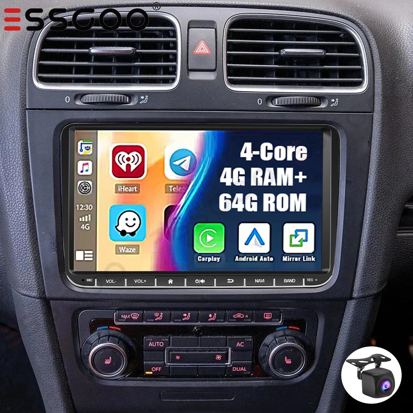 9" Android 15 4+64Gb for Vw Golf Mk5 Mk6 Passat Polo Touran Tiguan Caddy Car Stereo Radio Wifi Carplay Gps Navi Fm Bt+Dvr&Ahd
