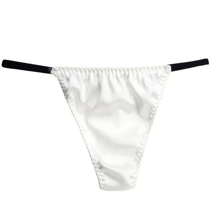 2pcs/lot Real silk low-waist men underwear personality trend men thong silk stretch briefs sexy double T pants