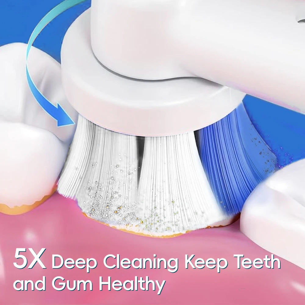 Rechargeable Electric Powered Toothbrush with 3 Modes, Travel Case & Smart Timer, Compatible with Oral B Pro Series Brush Heads