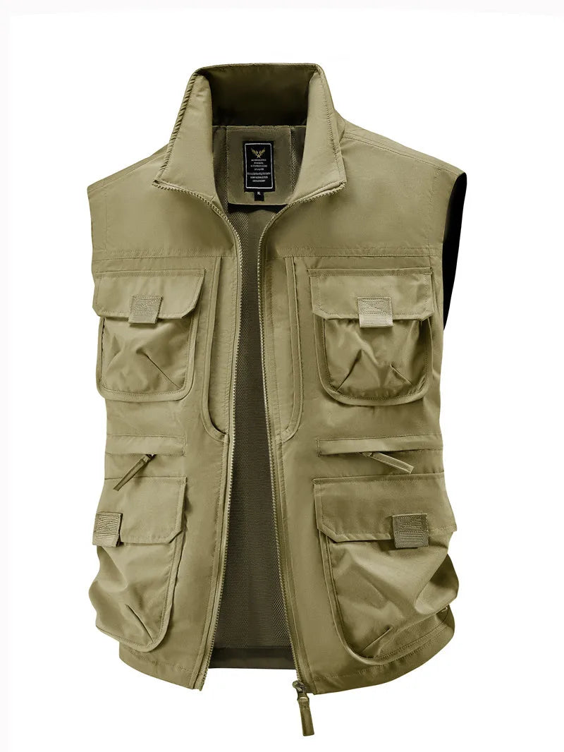 Outdoor Cycling Mountain Climbing Fishing Hiking Fashionable Tourism Camping Solid Color Versatile Casual Workwear, Loose Vest