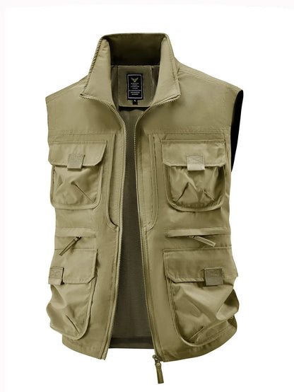 Outdoor Cycling Mountain Climbing Fishing Hiking Fashionable Tourism Camping Solid Color Versatile Casual Workwear, Loose Vest