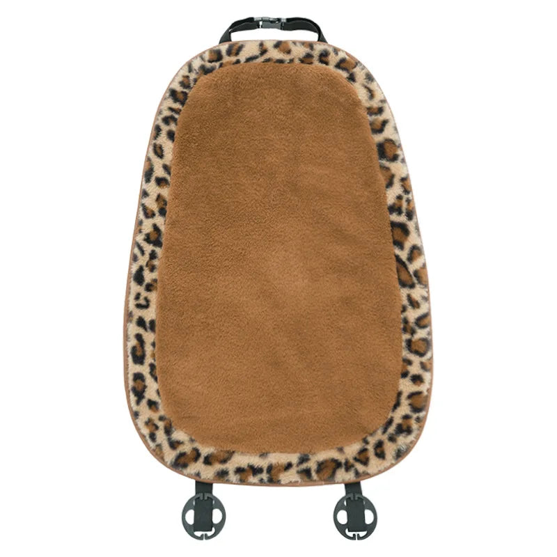Women's New Leopard-print Car Seat Cushion Winter Plush Warm Non-slip Seat Cover Fashion Full Set Automobile Interior Decoration