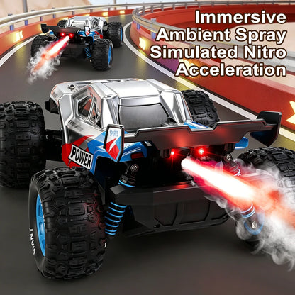 75KM/H 4WD High-Speed RC Car 1:16 Monster Off-road Truck Alloy Body With LED Lights All-Terrain Remote-Controlled Racing Car Toy
