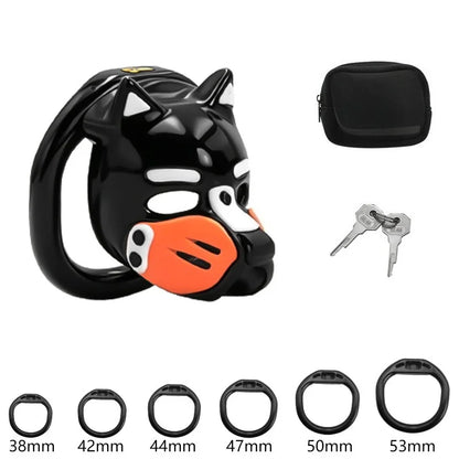 6 Colors Dog Head Chastity Cage Cosplay Devices with 6 Size Cock Rings SM Penis Training Gay Anti-Cheating Adult Toys for Men18+