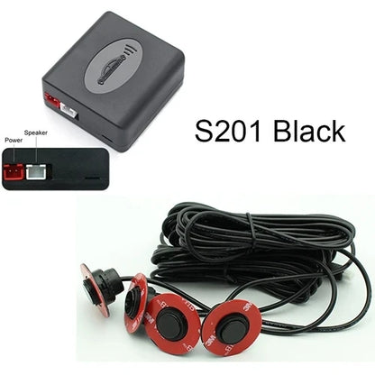 EURS Parktronic 4 sensors Car Backup Radar Parking Sensor Buzzer Detector Assistance Flat Probe System 12V Kit Universal Car Bac