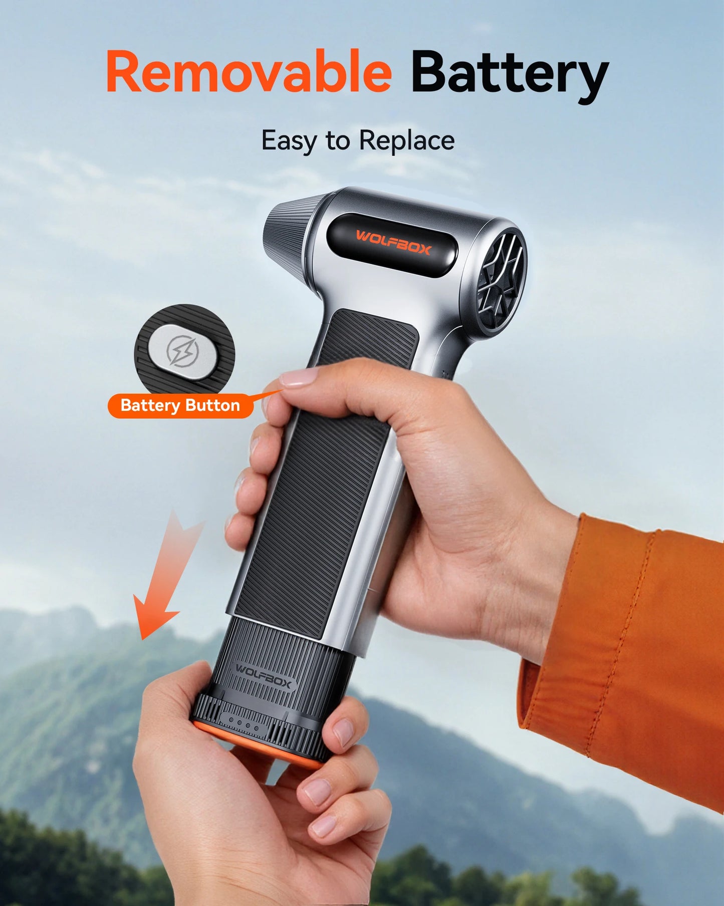 WOLFBOX MF200 22.2Wh 7.4V Rechargeable Li-ion Battery Pack – Removable Backup Power (Battery Only, No Charger)