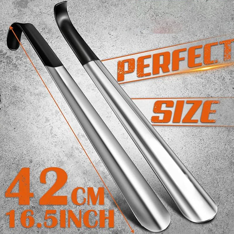 Long Handle Shoe Horn Set of 2, 13 & 16 Inch, High Quality Metal with Ergonomic Handle, Makes Putting on Shoes Effortless