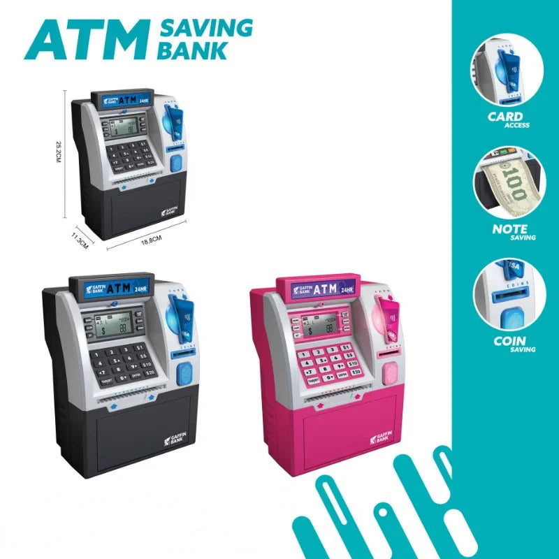 Kids Piggy Bank Saving Money Box ATM Bank Smart Credit Card Coin Cash Counting Automatic Roll Banknote Safe Piggy Bank Toy Gifts