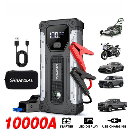 10000A Jump Starter Power Supply Emergency Battery Pack For Petrol Diesel Engines 12V Emergency Power Box With LED Lighting
