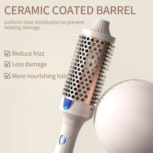 KandK 7 Volumizing Brush Heated Curling Ceramic Tourmaline Ionic Curling Iron Quick Heating Makes Hair Silky Smooth Dual Voltag