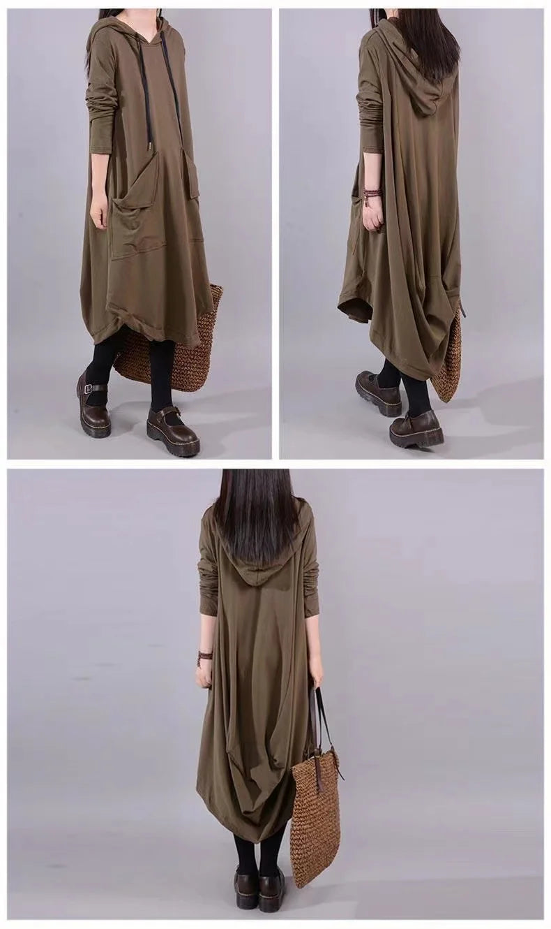 Casual Loose Long Sleeve Dress for Middle-Aged And Elderly Mothers Spring Autumn plus Size Women's Clothing Slimming Belly Co...