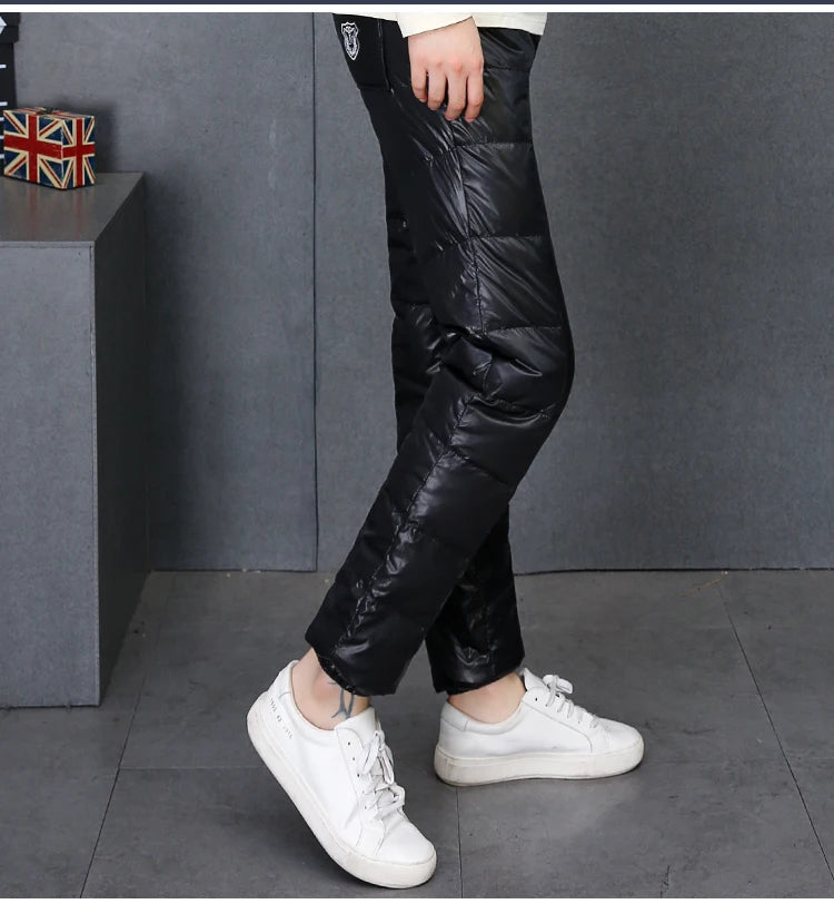 Men's High Waist Thickened Slim Fit Large Size down Pants Outdoor Youth Inner Wear Cotton down Pants Winter Thick