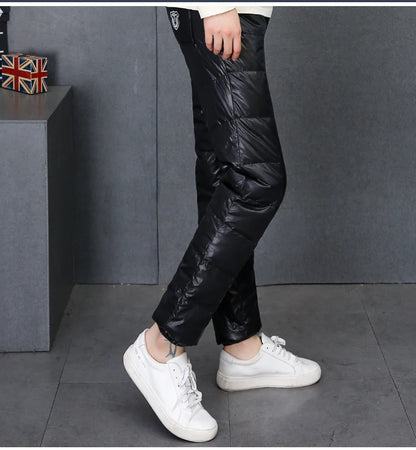 Men's High Waist Thickened Slim Fit Large Size down Pants Outdoor Youth Inner Wear Cotton down Pants Winter Thick
