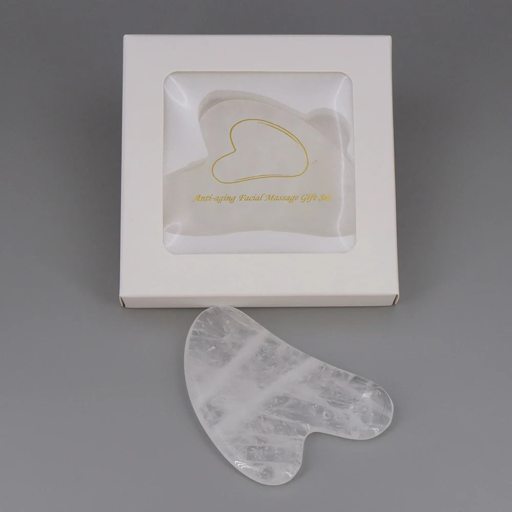 Natural Stone Gua Sha Massage Board Pink Rose Quartz Amethyst Guasha Plate Jade Face Massager Scrapers Tools for Neck Back Body