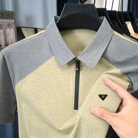 Designer Edition Men's Short-Sleeved Polo Shirt Lapel Half-Zip Color Blocking Stamp Outdoor Sports Leisure Ventilate MenClothing