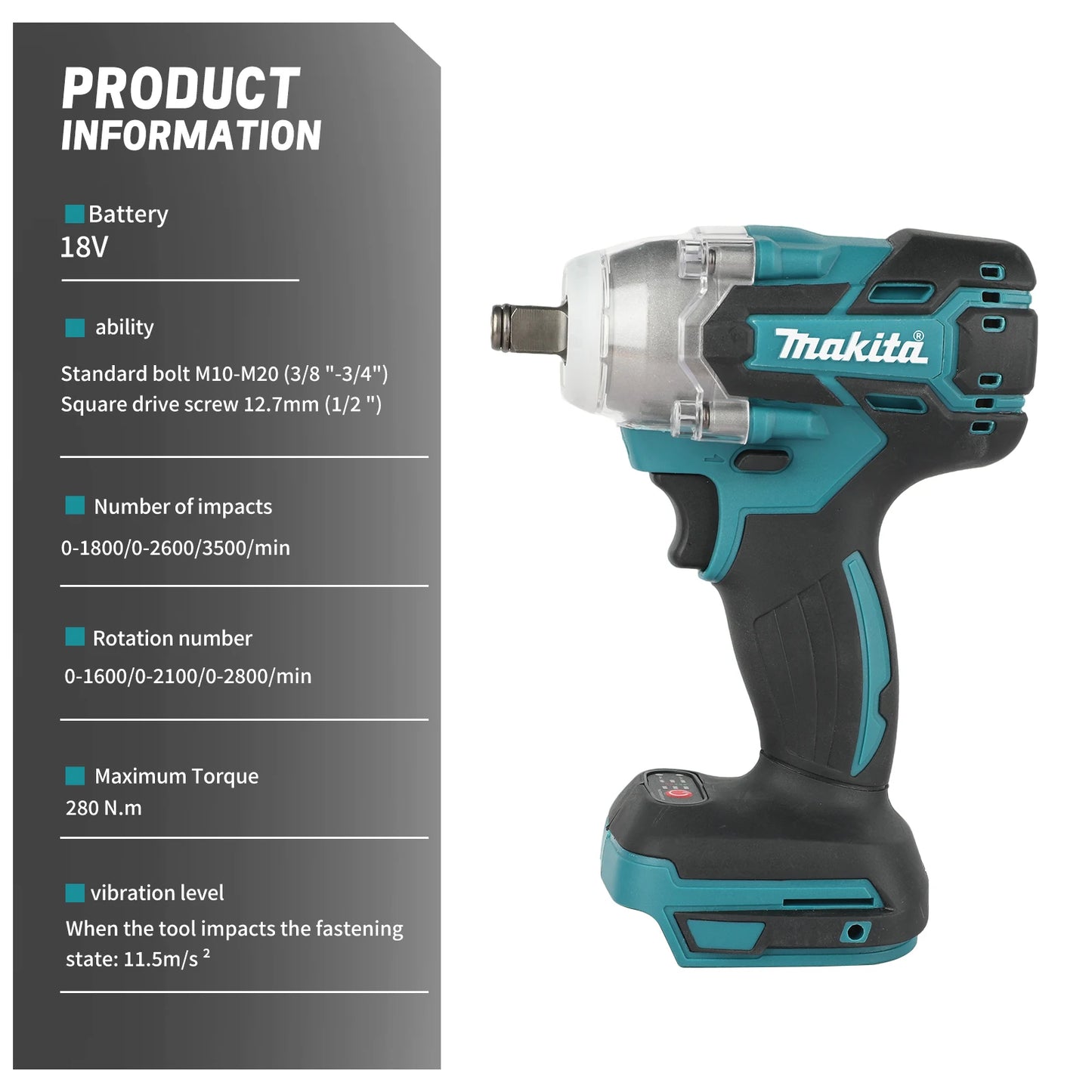 Makita DTW285 Low-Vibration Brushless Wrench For Steel Structure Installation And Factory Equipment Assembly Power Tools