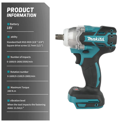 Makita DTW285 Low-Vibration Brushless Wrench For Steel Structure Installation And Factory Equipment Assembly Power Tools